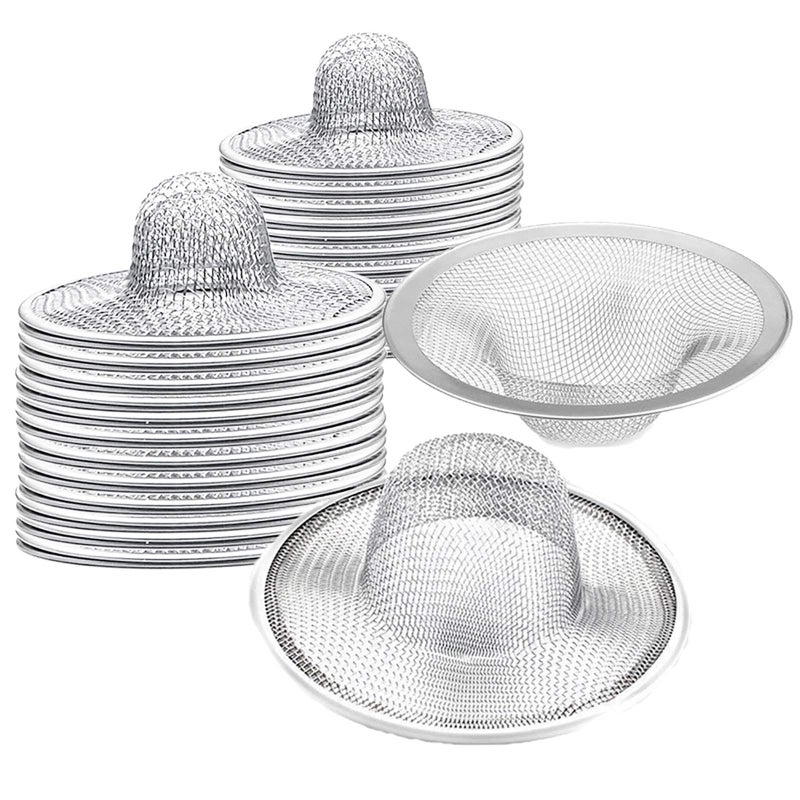 BESSEEK 40 pcs Heavy Duty Stainless Steel Slop Basket Filter Trap, 2.75" Top / 1" Mesh Metal Sink Strainer,Perfect for Kitchen Sink/Bathroom Bathtub Wash Basin Floor Drain Balcony Drain Hole RV Sink - Image 1